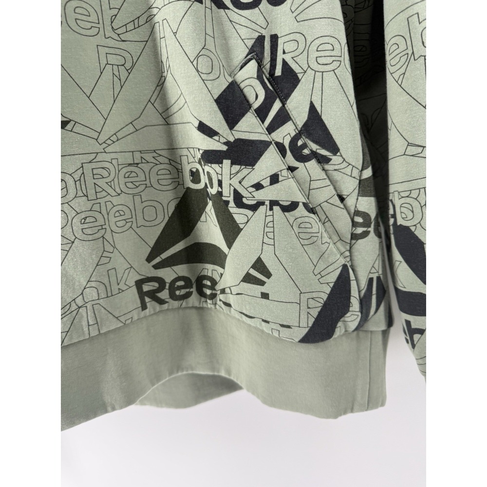 Men's Reebok Green & Black Allover Logo Unwind Hoodie Size L SEE PICS - Picture 6 of 16